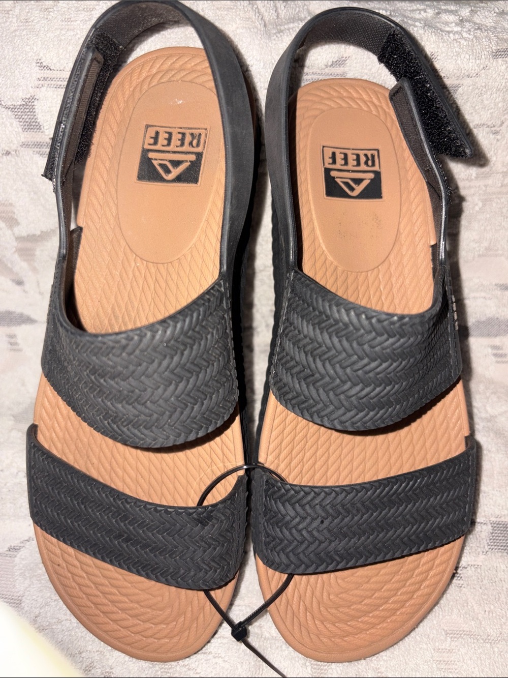 Reef Water Vista Black Slide Sandals with Tan Footbed